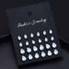 24 Pcs Shiny Zircon Stud Earrings Set for Women Daily Versatile Chic Silver Color Crystal Water Drop Ear Jewelry Accessories New