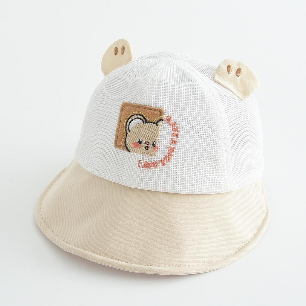 Adorable Cartoon Baby Mesh Sun Hat - Breathable, Windproof, Outdoor Bucket Design