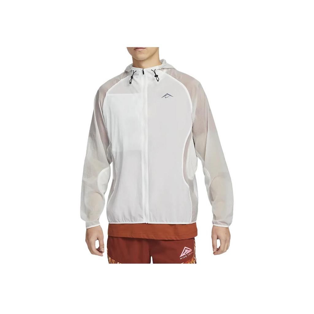 Nike Giacca da Corsa con Cappuccio Trail Aireez Spliced a Contrasto Uomo Giacca Bianco Summit FN4003-121