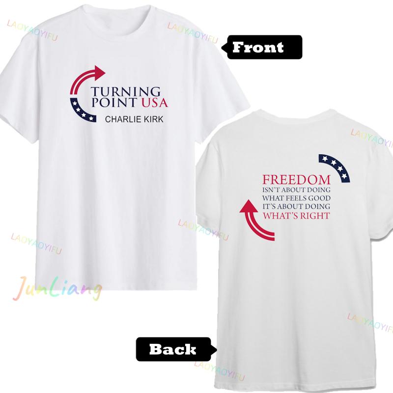 Charlie Kirk Freedom Shirt Human Rights Funny Political Protest Tshirt Classics Shortsleeve Tops Unisex Streetwear Tshirts