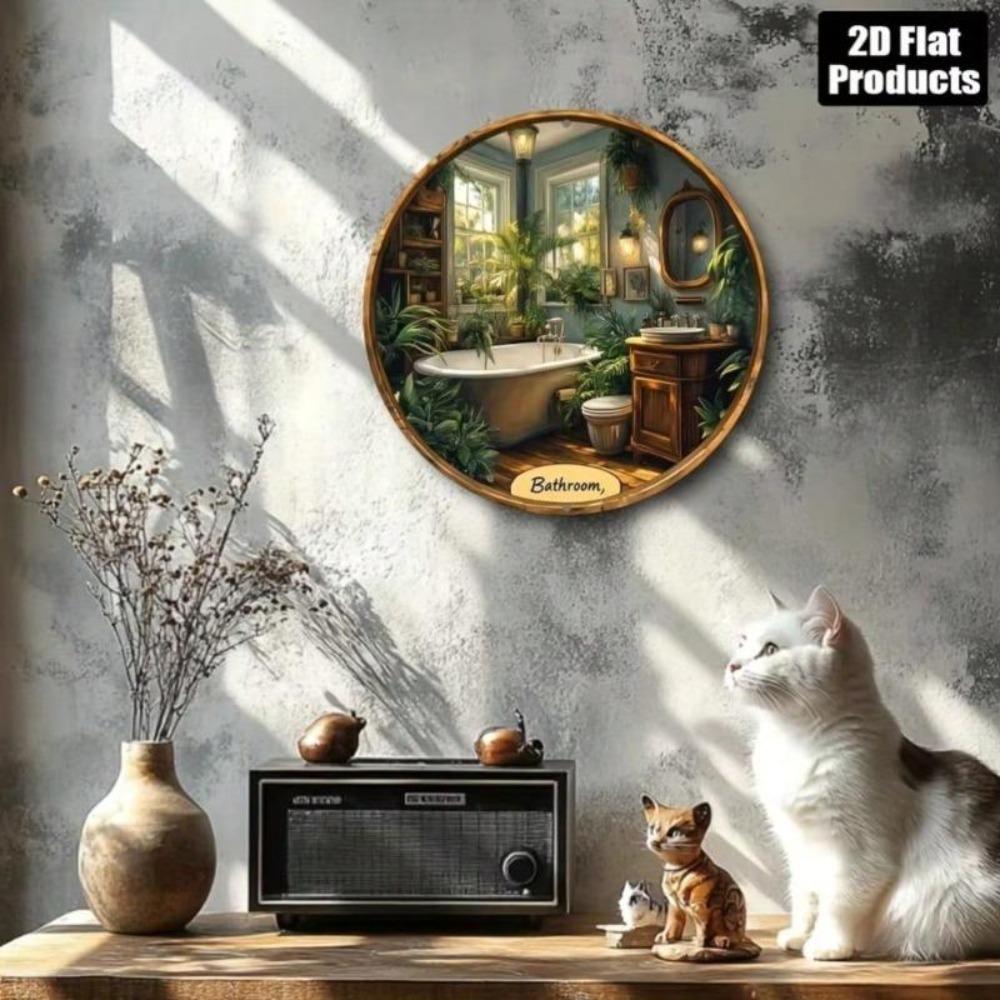 Metal Wall Art Green Plant Bathroom Decor Home Office Bar Cafe Kitchen Holiday Gift