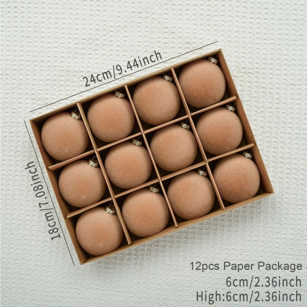 

Набір з 12 флокованих різдвяних кульок Прикраса для різдвяної ялинки Святкова прикраса 12pcs/set