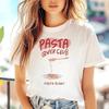 Pasta Enthusiast Pattern Women's Casual Sweet Women's T-Shirt Short Sleeved New Fun Regular Summer Harajuku Fashion T-Shirt