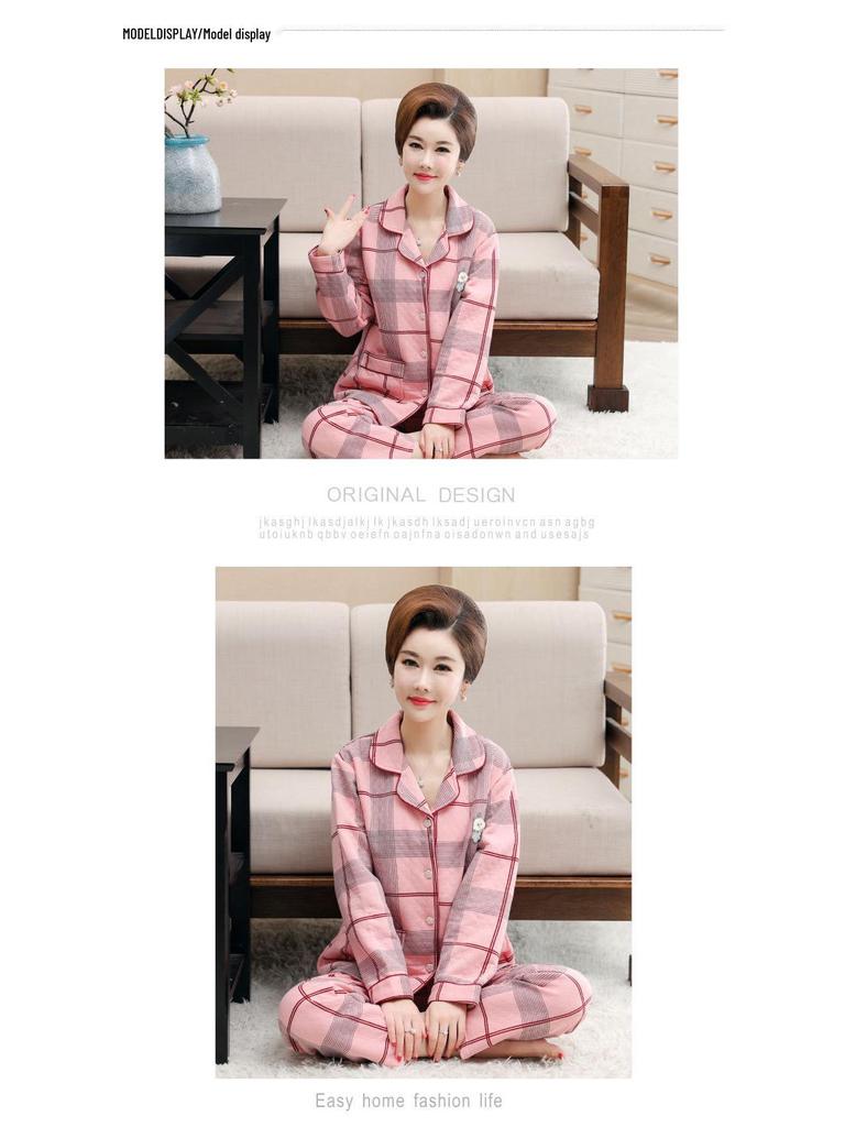Women's Thick Warm Knitted Cotton Pajamas for Autumn/Winter - Middle-Aged & Elderly Sleepwear, Versatile Home & Outdoor Wear