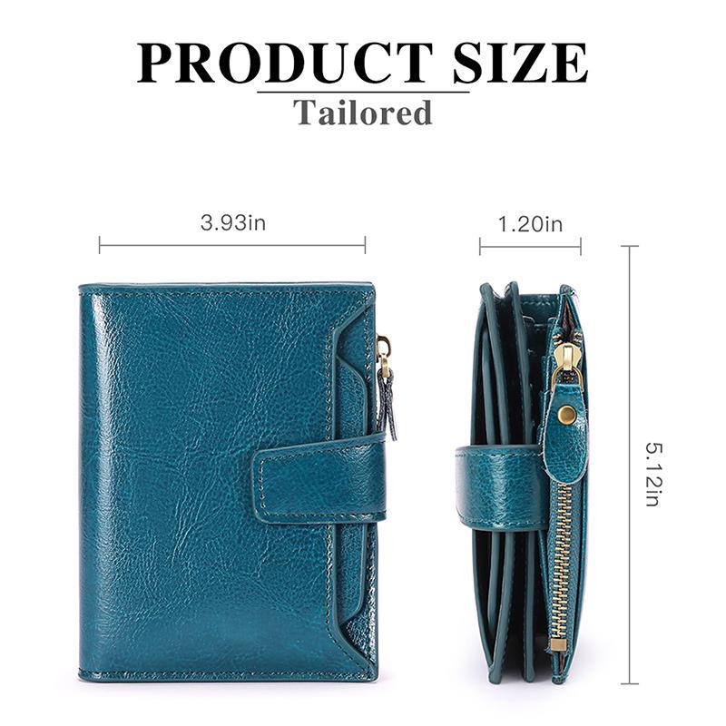 Women's Genuine Leather Short Wallet with Zipper - Kpop Style Coin Pocket & Card Holder, Slim Fashion Purse for Ladies