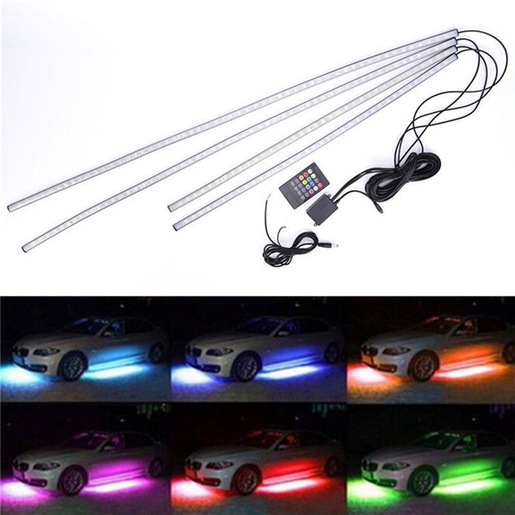 60 cm 90 cm 4 Stück Auto Under Tune Unterboden Fernbedienung LED Neon RGB Lichtleiste