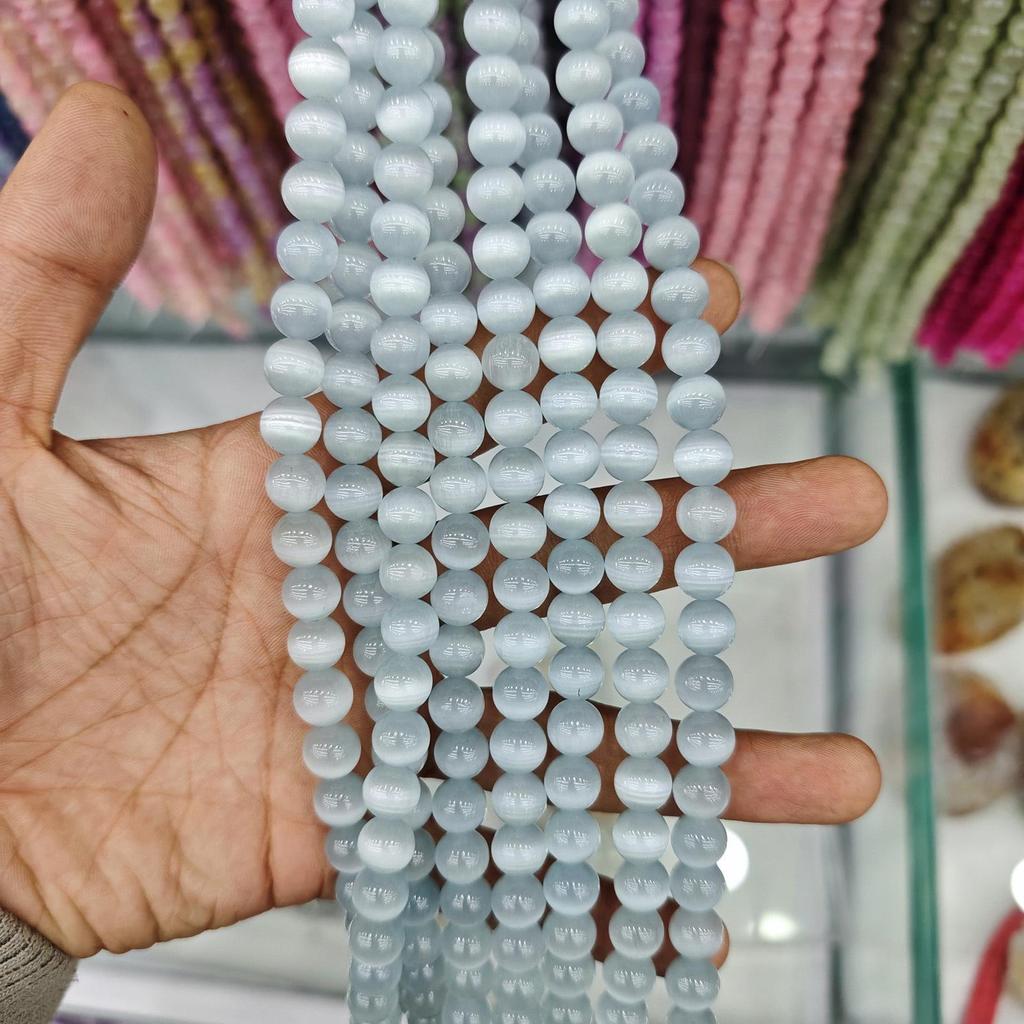 10mm Cat's Eye Stone Beads: Single, Double, Triple Color Options for DIY Jewelry Accessories.