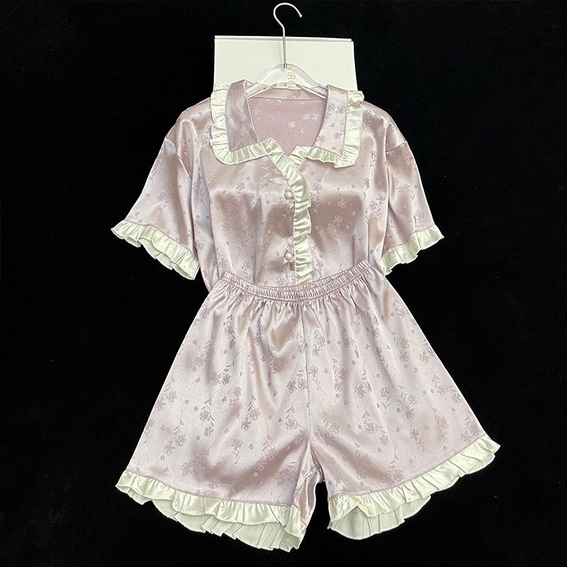 Summer Sweet And Gentle Pink Short Sleeve Shorts Pajamas Ladies Wind Suit Loungewear