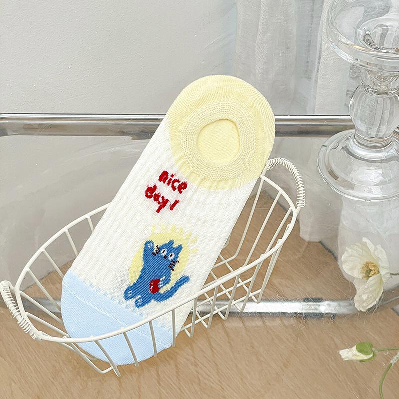 Women's Summer Thin New Cartoon Preppy Style Shallow Mouth Invisible Mesh Hollow Non Slip Socks