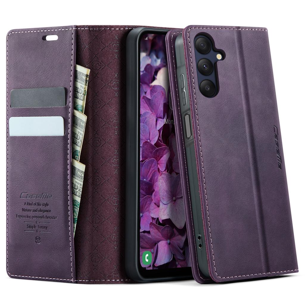 Pro Samsung Galaxy A25 5G (Globální) (161,0 x 76,5 x 8,3 mm) Pouzdro CASEME řady 033 Peněženka s RFID blokováním Stojánek Kožené pouzdro na telefon s texturou telete