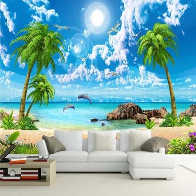 Tapeta 3d Krásná Palm Beach Přímořská krajina Fototapety Obývací pokoj TV Pohovka Ložnice Fototapeta