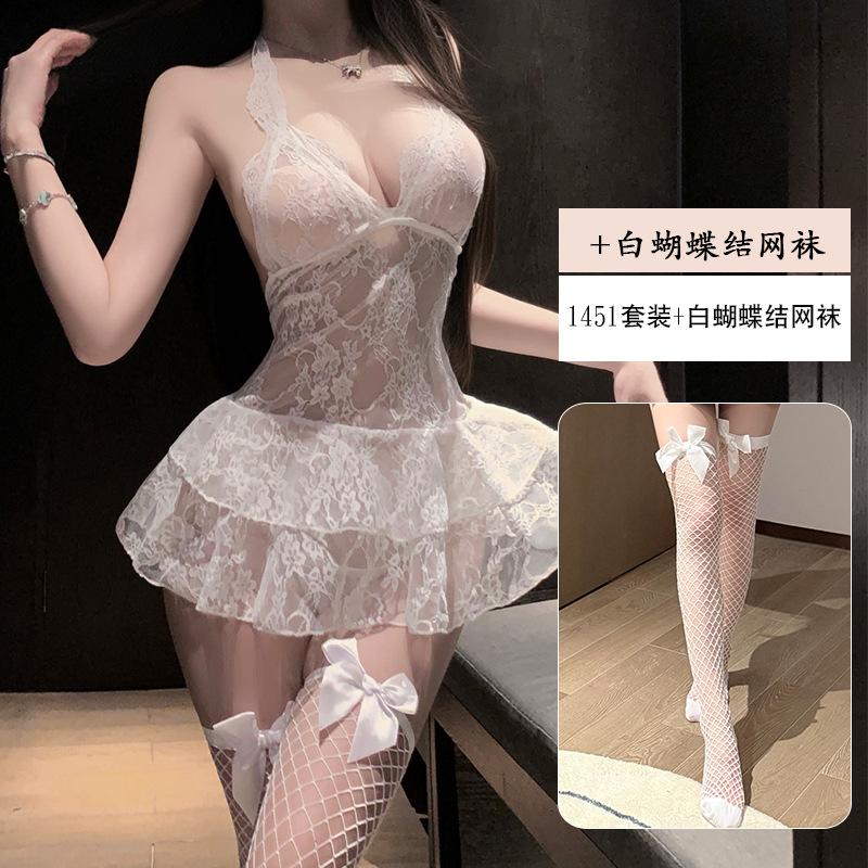Yiyue erotic underwear neck lace seduction nightdress pure desire sexy perspective cake skirt women's perspective pajamas 1111