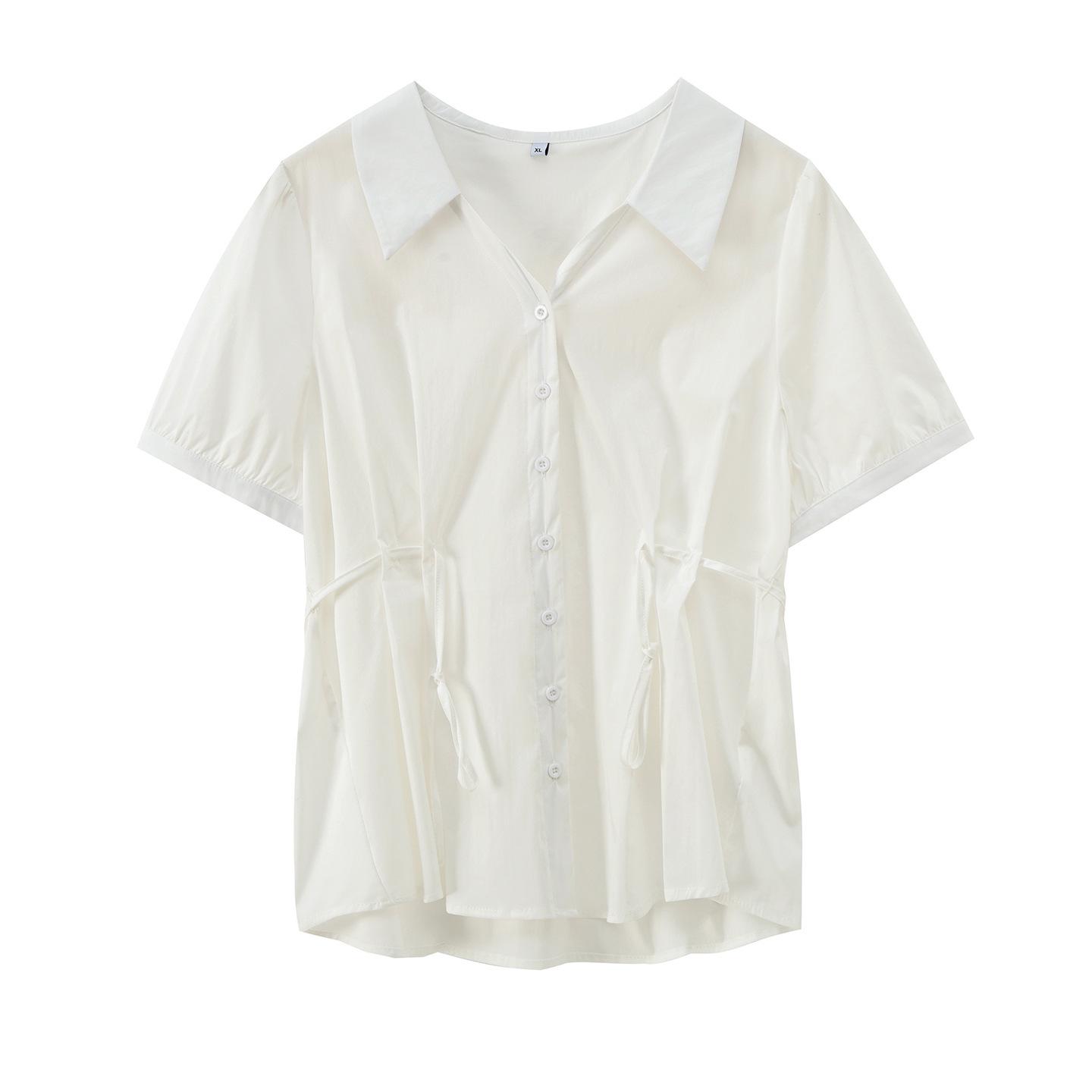 

Zhi Xuan Plus Size Women s Lace-up Waist Short-Sleeve Summer Top 2026 3XL (171-190 lbs) слонова кістка