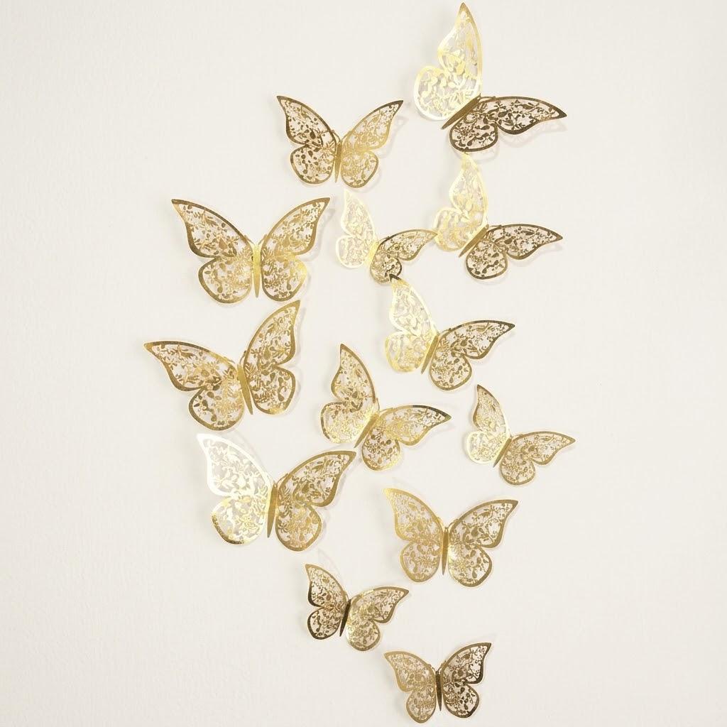 3D Butterfly Wall Stickers 12 Pieces Home Decor DIY Decals for Kids Room Nursery Bedroom Living Room Party Wedding Fridge