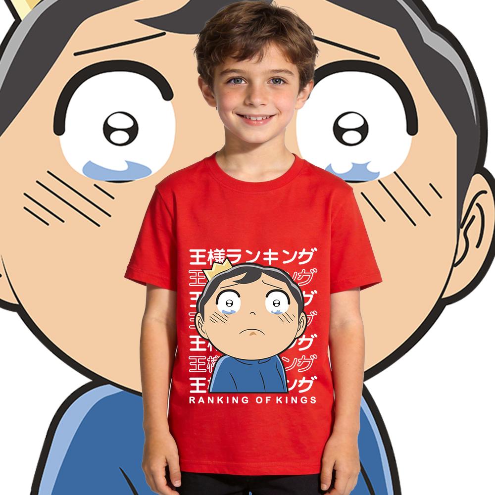 Boys Girls Ousama Ranking Bojji Anime Print Tee 100 Percent Cotton T Shirt Kids Casual Summer Short Sleeve Shirt