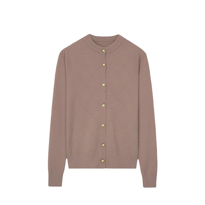 Spring & Autumn Embroidered Knit Cardigan - Round Neck, Long Sleeve, Perfect for Middle-Aged & Elderly Women's Outerwear