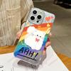 Creative Rainbow Cat is suitable for Apple 15 mobile phone case, cute iPhone17promax anti-drop hard case protective case.