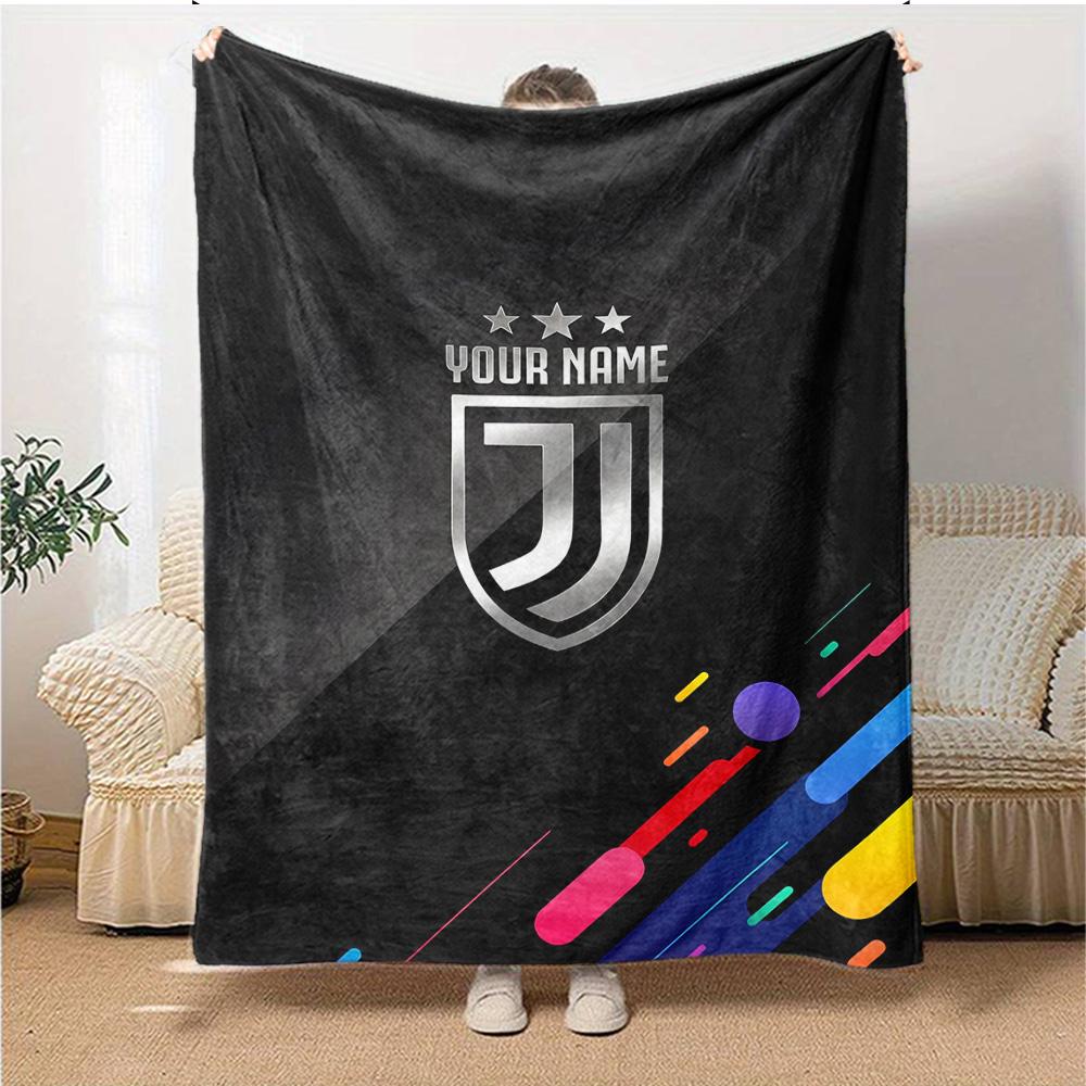 1pc Personalized Name Juventus Blanket, Gift, for Men and Women, Soft Blanket, Good for Sofa Bed Couch Travel, Lightweight Flannel Blanket