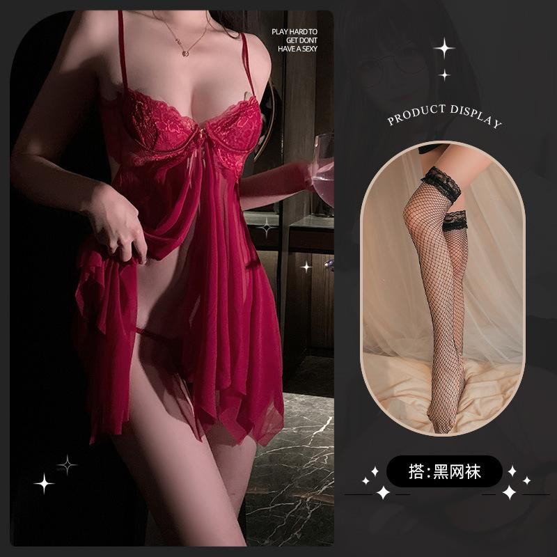 Sex Underwear Sexy Mesh Perspective Pure Desire Seduction Suit Pajamas Free Uniform Passion Open Crotch Bedding
