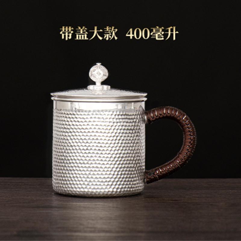 Sterling silver mirror hammer S999 silver cup sterling silver teacup cup mug mug 200-400ml оранжевый