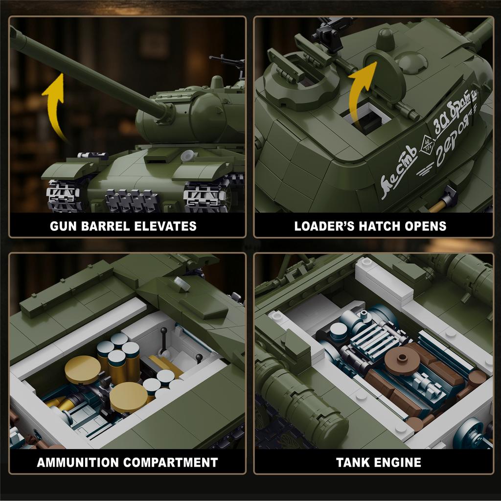 Soviet IS-2 Heavy Tank Building Blocks Set, 1485 PCS Military Armored Vehicle Model Kit, Collectible Military Bricks Toy Gift Fo