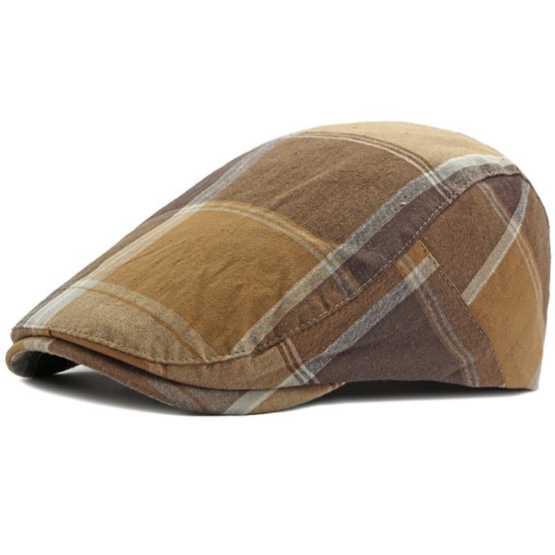 HT5056 Mens Berets Women New Spring Summer Sun Cap Artist Painter Beret Hat Male Female Ivy Flat Cap Adjustable Plaid Beret Caps