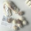 Soft Plush Texture Fur Collar Scarf Pom Pom Detail Pom Pom Scarf Furry Shawl  Streetwear Styling
