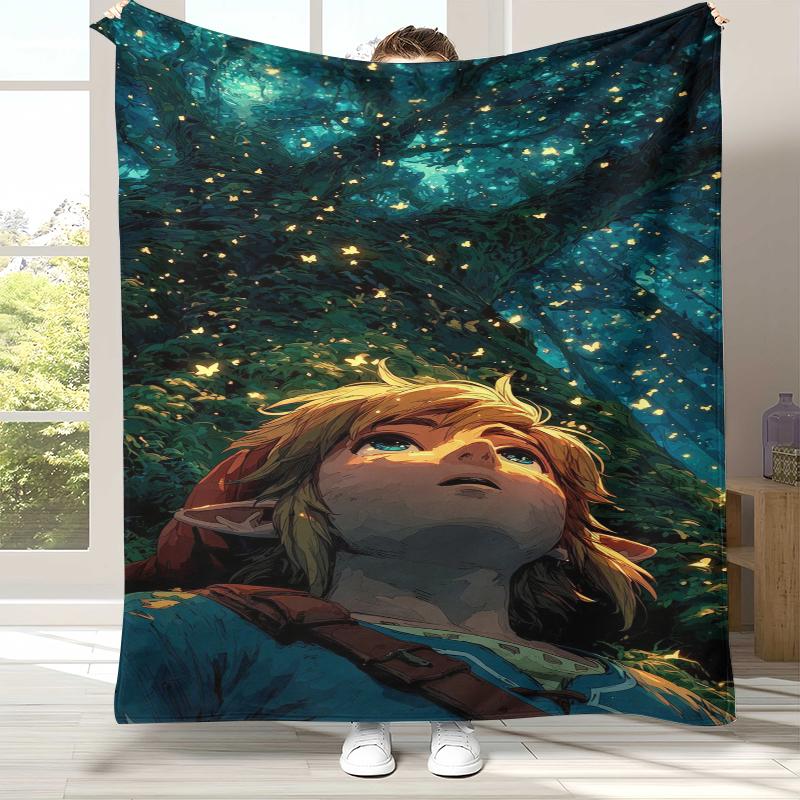 Retro Z-Zelda Cartoon Link Games Flannel Blanket,Ultra Soft Warm Plush Throw for Home Bedroom Bed Sofa Cover Camping Picnic Kid