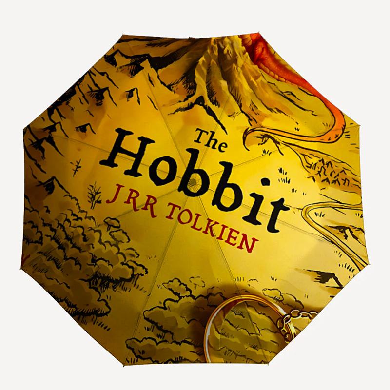 

1pc The Hobbit Automatic Folding Umbrella - Compact 8-Rib Design,Festive Gift for Friends & Family, Compact Umbrella 22096