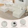3-Seater Modular Corner Sofa, with Movable Ottomans, Soft Corduroy Fabric, Cup Holder, for Living Room, Hotels and Rental Apartments, Beige