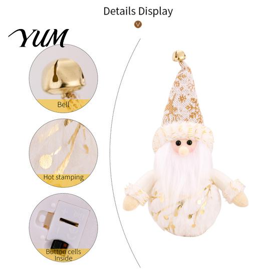 Cute Holiday Figurine Christmas LED Plush Doll Ornaments, Light Up Elk Snowman Santa Claus Indoor Decoration Decoration, Stuffed Toy for Table