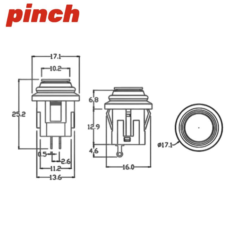 14MM Round Waterproof Snap-in Switch, 2-Pin, Normally Open, Self-Reset, Self-Locking Button
