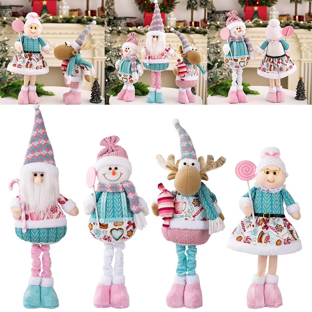 Snowman Elk Old Man Pink Telescopic Doll Children Xmas Gift Christmas Tree Decoration Home Wedding Party Supplies Plush Ornament