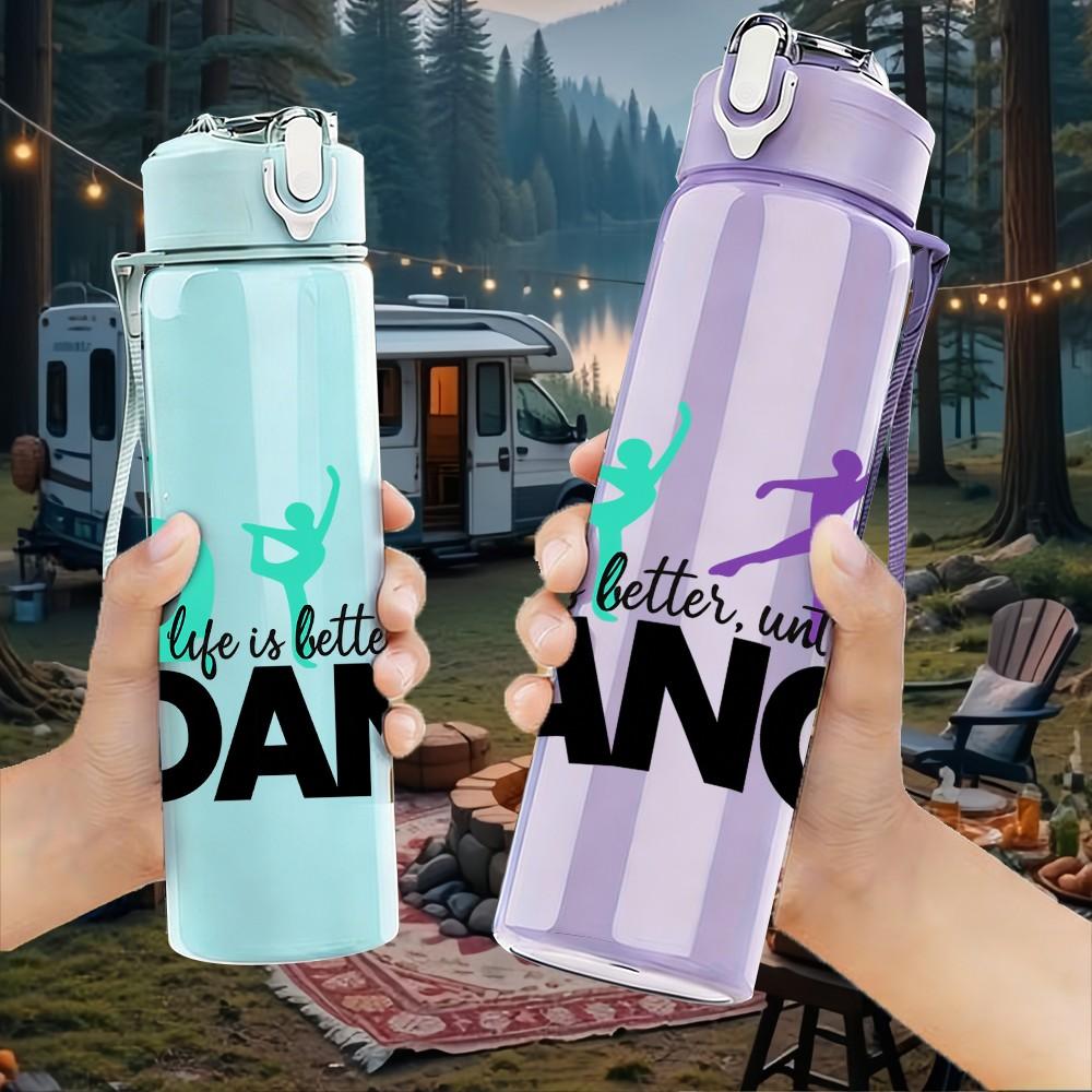 1PC Dancer Hand Silhouette Print 750ml Color Plastic Sports Water Bottle Leakproof Flip Straw Lid Suitable for Sports Office Home Use