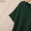 ZANZEA Women Casual V-Neck Loose Short Sleeve Knitwear T-shirt