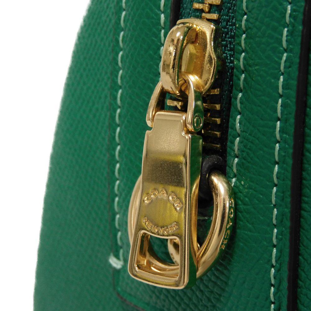 Used 9726 Roan Satchel 79946 7922 Cross Grain Calfskin 2-Way Shoulder Bag Crossbody with Metal Logo Green Unisex from