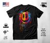 Smiley Face Neon Graphic T-Shirt Black Unisex S-2XL