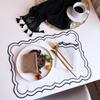 textureCotton Polyester Embroidered Placemat Flower Shape Heat Resistant Table Mat for Dining Room Coffee Bar Decor