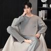 Two Pieces Set Men's Cotton Pajamas Set Long Sleeves Sleeping Top Pant Nightwear Big Size L-3XL Pyjamas Young Boy Pijamas Hombre