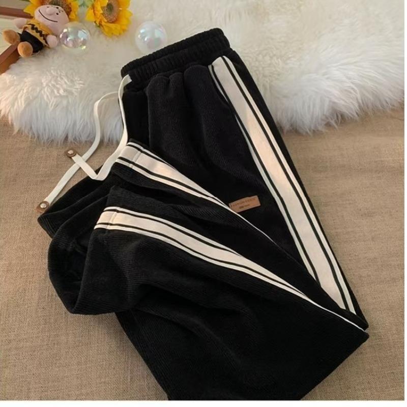 Striped Straight-leg Pants Men's and Women's Models Are Thin and Trendy New Wide-leg Loose and Lazy Style Versatile Casual Trousers
