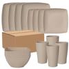 ZISIZ 16-Piece Wheat Straw Square Dinnerware Set