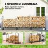 Firewood Rack with Waterproof Cover, Heavy Duty Metal Log Store Indoors, Log Storage Holder for Outdoor Indoor Fireplace, 300 x 36 x 99 cm, Dark Green