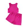 Mädchen Einfarbiges Set - Ärmelloses Top & Shorts mit Gummizug