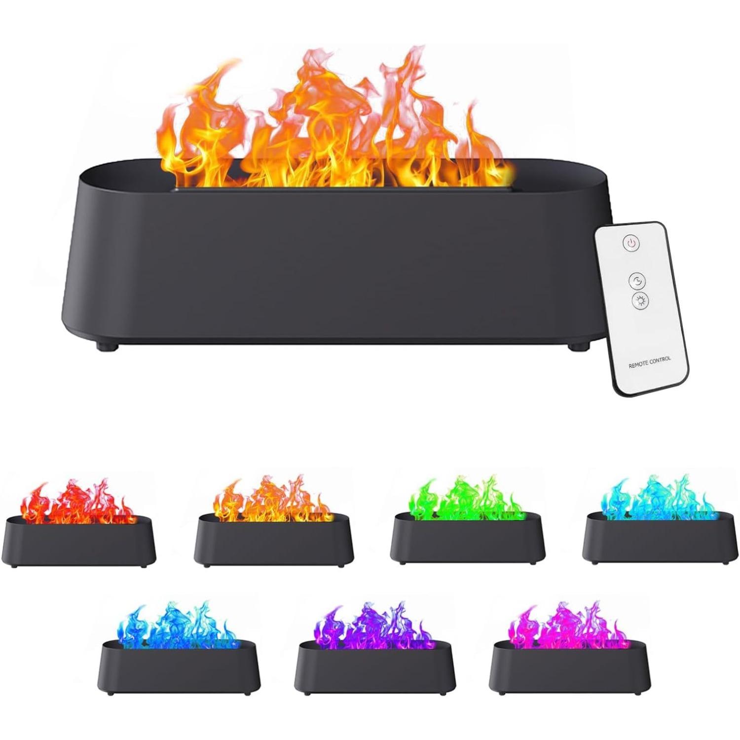 Flame aroma diffuser, essential oil diffuser, 300ml ultrasonic aroma diffuser, 7-color changing, ultra-quiet fireplace aroma diffuser Pack of 1