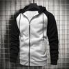 Herren Herbstmantel Locker Kapuze Langärmlig Reißverschluss Kontrastfarbe Warmhalten Kordelzug Lässiger Herbst-Hoodie für den täglichen Gebrauch