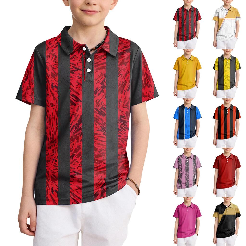 Kids Polo Shirt Quick Dry Short Sleeve Collared T-Shirt Breathable Lightweight School Style Tee for Boys and Girls