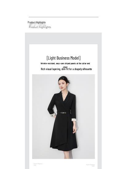 Intellectual Commuting Smart Formal Dress with Detachable Collar - Early Autumn Collection