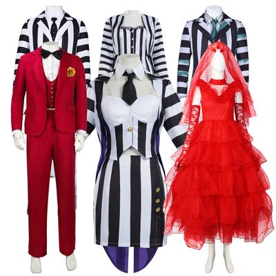 Halloween Couple Cosplay Costume Lydia Wedding Dress Master Suit Cos Outfits For Men Women Carnival Party