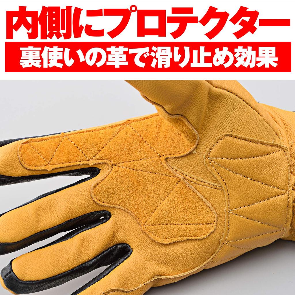 Daytona 76378 Motorcycle Gloves, For Spring, Summer, Autumn, and Winter, Genuine Leather (Goat Leather), Goatskin, Standard Gloves, Yellow, Size M