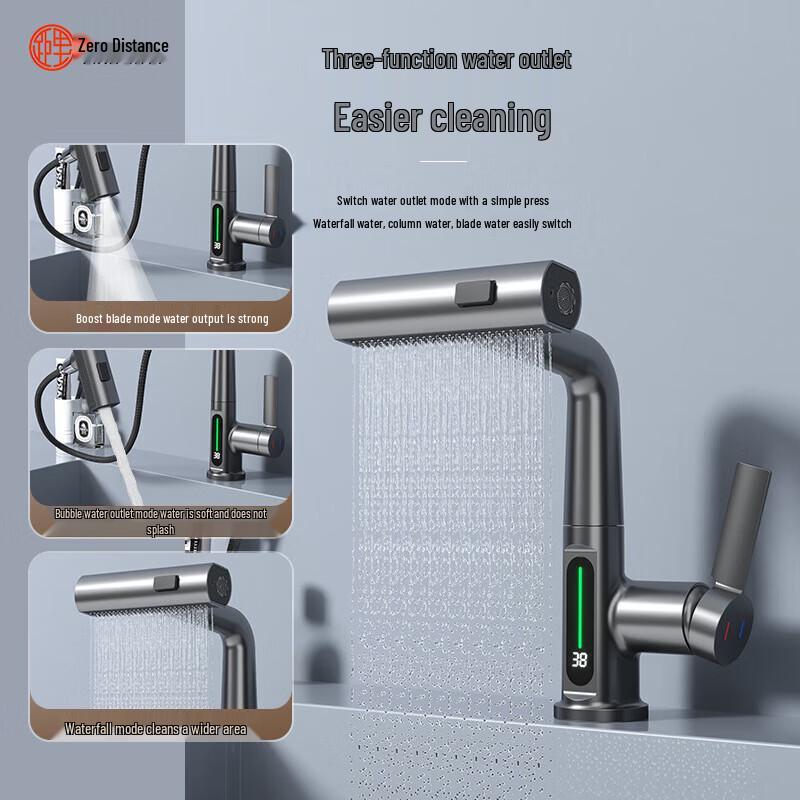 LINGJULI Pull-Out Basin Faucet with Digital Display